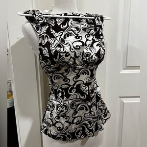 Vintage Bebe Monochrome Swirl Top